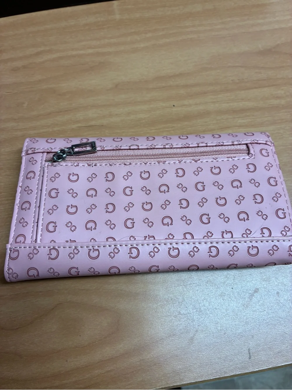Guess Pink Logo Print Envelope Wallet